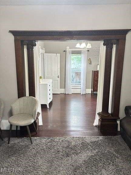 202 N Ray St, Baltic, OH 43804 - hall with wood finished floors and a chandelier