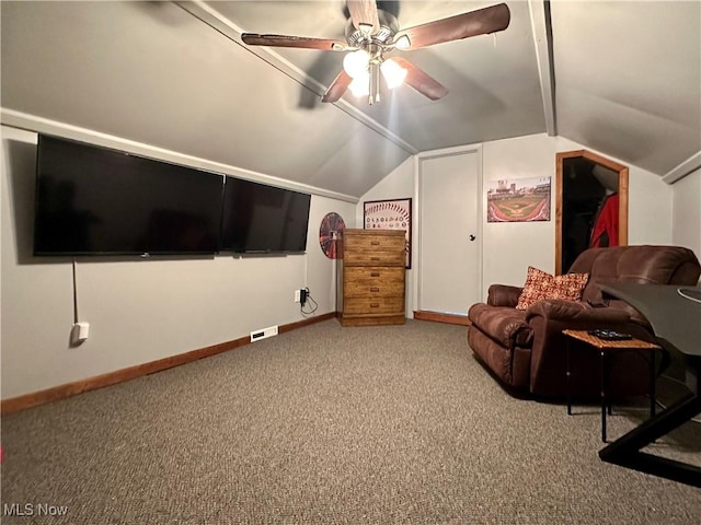 220 N Cleveland Ave, Niles, OH 44446 - sitting room with carpet, a ceiling fan, and vaulted ceiling