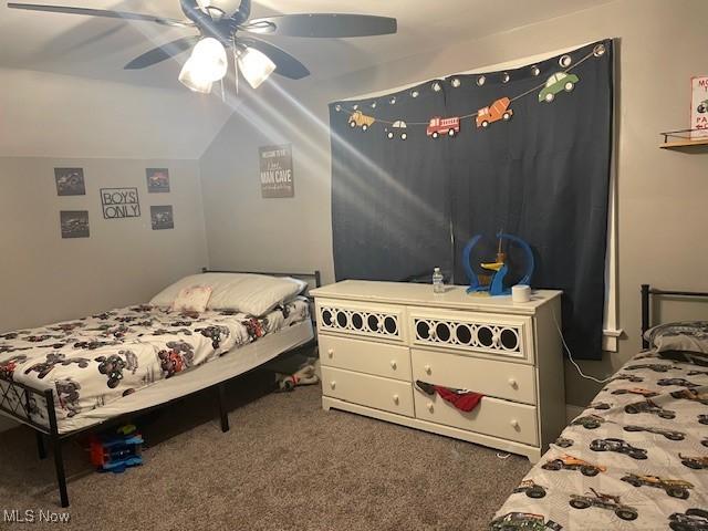 127 William St, Struthers, OH 44471 - carpeted bedroom featuring lofted ceiling and ceiling fan