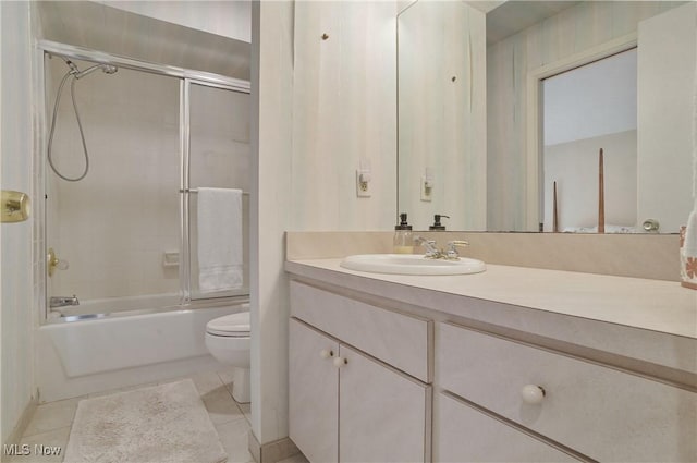 680-7 Windward Dr, Aurora, OH 44202 - full bathroom with vanity, enclosed tub / shower combo, and tile patterned flooring