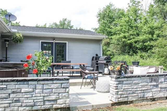 6221 Gault Rd, Canfield, OH 44406 - view of patio / terrace with a hot tub, grilling area, and outdoor dining area