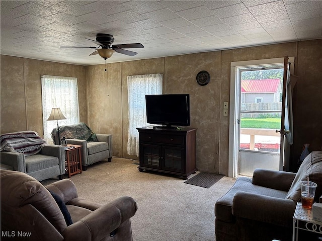 1209 Camden Ave, Parkersburg, WV 26101 - living room with carpet floors and a ceiling fan