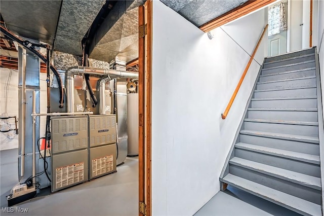 16-18 E Linwood Ave, Akron, OH 44301 - unfinished below grade area with stairway, water heater, and heating unit