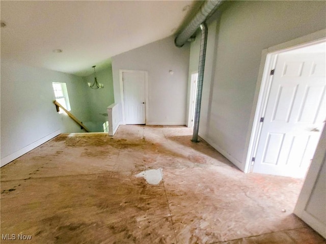 56612 Mcgee Rd, Shadyside, OH 43947 - unfurnished room featuring vaulted ceiling and baseboards