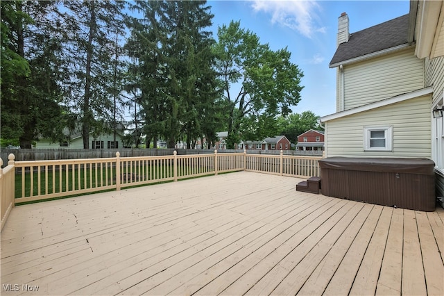 77 W Park Ave, Hubbard, OH 44425 - wooden deck with a hot tub and a fenced backyard