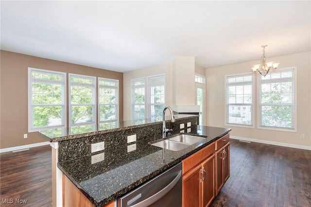 101 Stonegate Cir, Seven Hills, OH 44131 - kitchen featuring dishwasher, dark wood-style flooring, and plenty of natural light