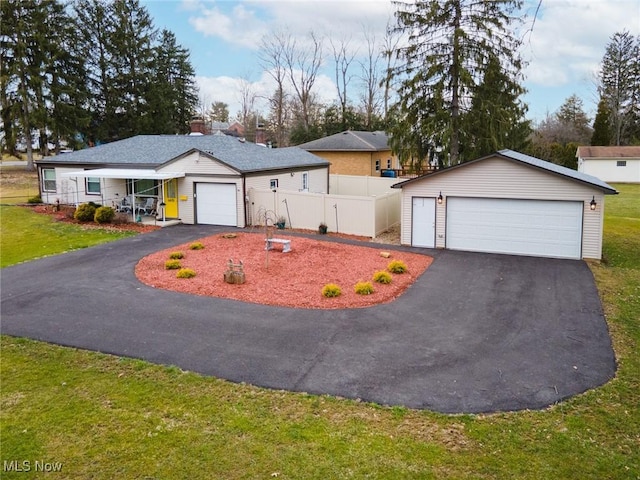 6470 Duncan Dr, Poland, OH 44514 - ranch-style home featuring a detached garage and an outdoor structure