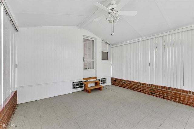 1870 E 225th St, Euclid, OH 44117 - additional living space with a ceiling fan, tile patterned floors, and brick wall