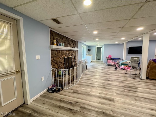 38 Lake Dr, Parkersburg, WV 26104 - living area featuring wood finished floors, a paneled ceiling, and recessed lighting
