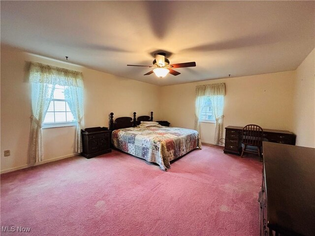 224 N Hills Dr, Parkersburg, WV 26104 - bedroom with multiple windows, light carpet, and ceiling fan