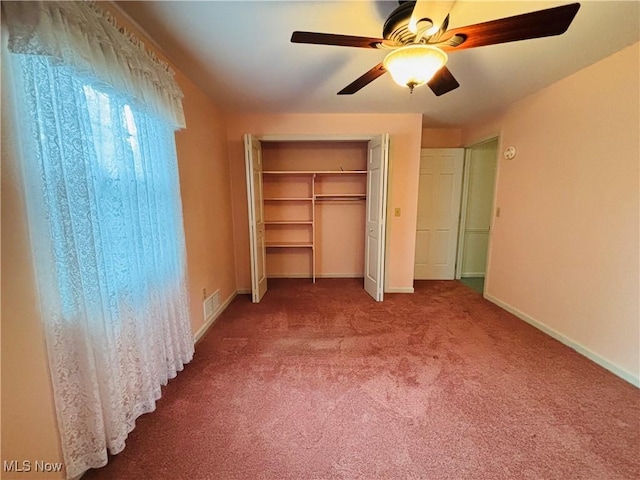 224 N Hills Dr, Parkersburg, WV 26104 - unfurnished bedroom with carpet, a closet, and ceiling fan