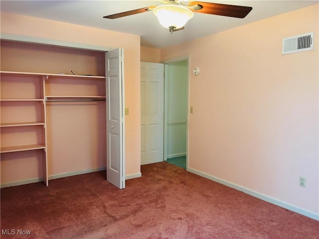 224 N Hills Dr, Parkersburg, WV 26104 - unfurnished bedroom with carpet, a closet, and a ceiling fan