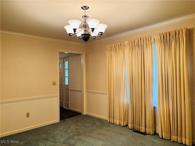 224 N Hills Dr, Parkersburg, WV 26104 - carpeted spare room with a chandelier and crown molding