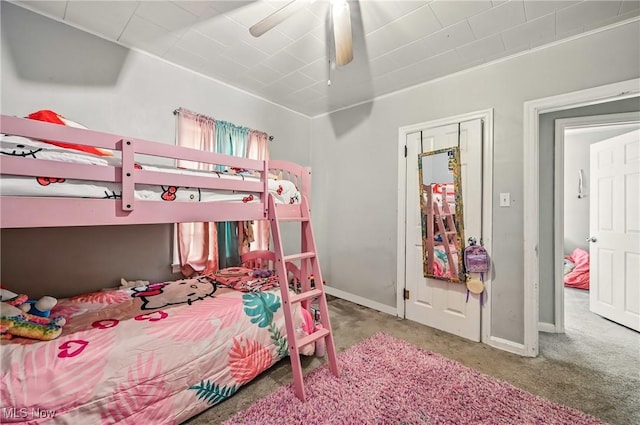 565 12th St, Campbell, OH 44405 - carpeted bedroom featuring baseboards and ceiling fan