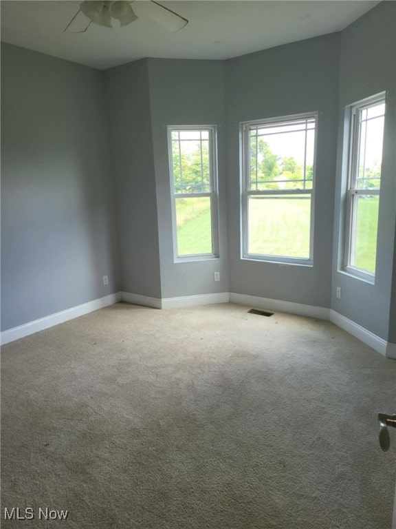 54856 Winding Hill Rd, Bellaire, OH 43906 - spare room with healthy amount of natural light, carpet floors, and a ceiling fan