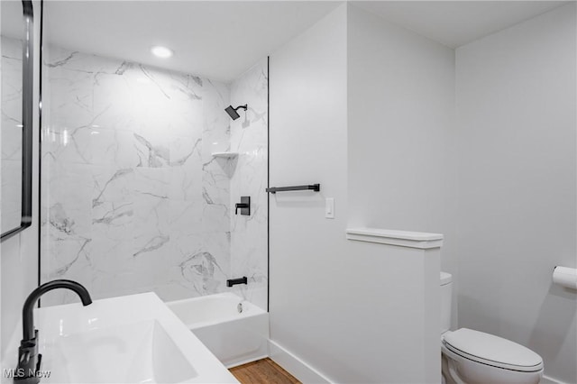 1404 15th St, Vienna, WV 26105 - bathroom with shower / bath combination and wood finished floors