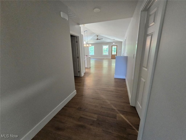 1404 15th St, Vienna, WV 26105 - hall featuring dark wood-style floors and lofted ceiling