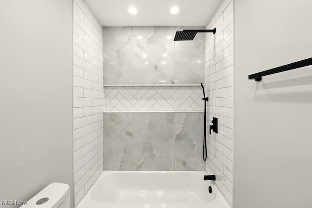 5830 Spotswood Dr, Lyndhurst, OH 44124 - bathroom with shower / bath combination and recessed lighting