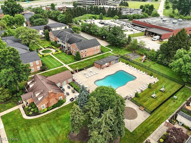 5830 Spotswood Dr, Lyndhurst, OH 44124 - bird's eye view of a pool