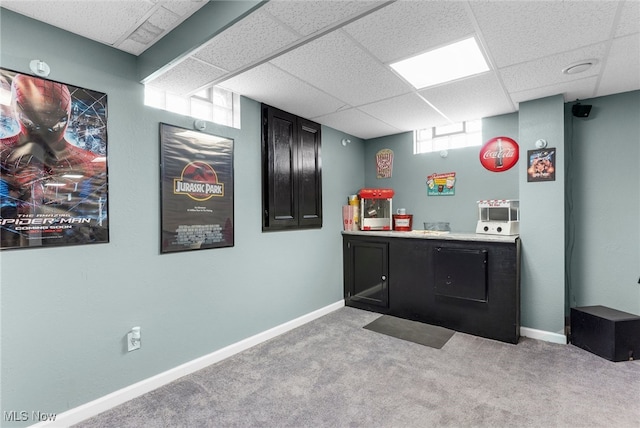 313 Crimson Cir, Campbell, OH 44405 - bar with light colored carpet and a drop ceiling