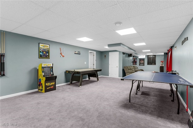 313 Crimson Cir, Campbell, OH 44405 - playroom featuring a drop ceiling and carpet flooring