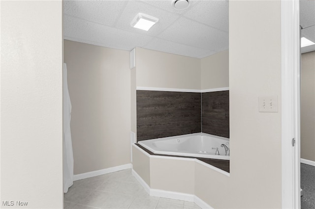 313 Crimson Cir, Campbell, OH 44405 - full bath with a bath, a paneled ceiling, and tile patterned floors