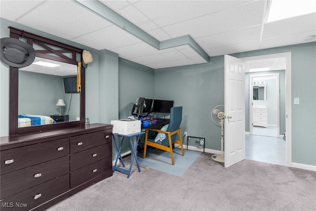 313 Crimson Cir, Campbell, OH 44405 - office with a paneled ceiling and carpet