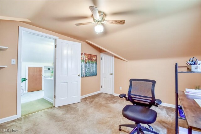 430 E 255th St, Euclid, OH 44132 - unfurnished room featuring vaulted ceiling, a ceiling fan, and carpet