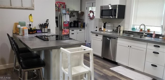 29928 Buck Rd, Salem, OH 44460 - kitchen featuring stainless steel appliances, a breakfast bar area, plenty of natural light, and white cabinetry