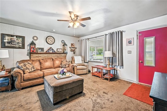4477 S Warwick Dr, Canfield, OH 44406 - carpeted living room featuring ceiling fan