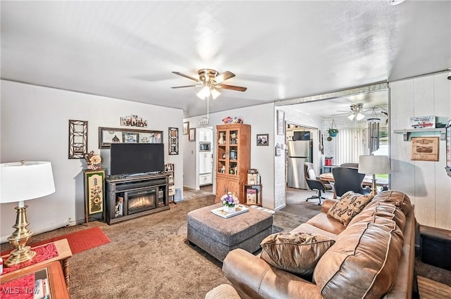 4477 S Warwick Dr, Canfield, OH 44406 - carpeted living room featuring ceiling fan