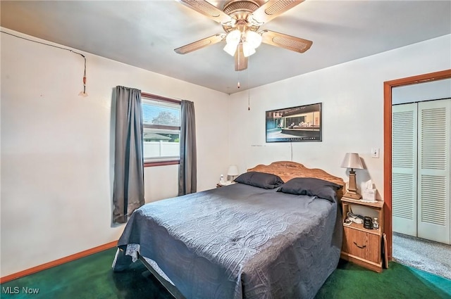 4477 S Warwick Dr, Canfield, OH 44406 - carpeted bedroom featuring a ceiling fan and baseboards