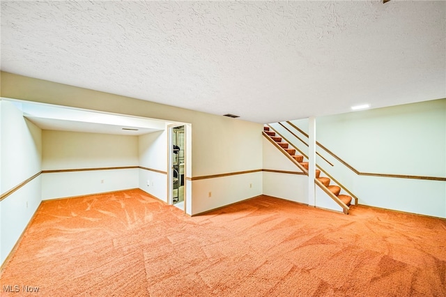 5523 Weston Ct Unit 88A, Willoughby, OH 44094 - finished basement with carpet flooring, stairs, and a textured ceiling