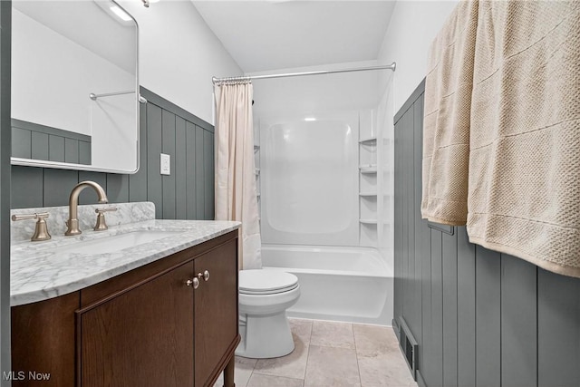 738 Sterling Rd, Wickliffe, OH 44092 - full bath with vanity, shower / bath combo with shower curtain, and tile patterned floors