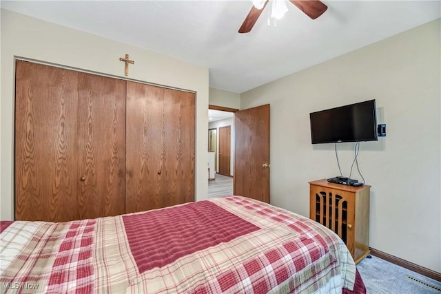 16891 Orchard Grove Dr Unit 16B, Middleburg Heights, OH 44130 - carpeted bedroom with a closet and a ceiling fan