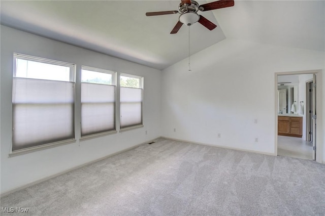 1741 Hamilton Dr, Broadview Heights, OH 44147 - unfurnished room featuring lofted ceiling, light carpet, and a ceiling fan