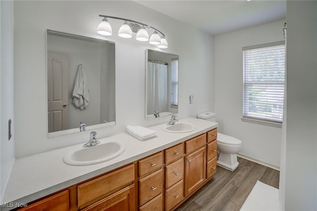 1741 Hamilton Dr, Broadview Heights, OH 44147 - full bath featuring double vanity, wood finished floors, and a shower with curtain