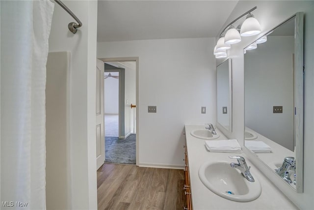 1741 Hamilton Dr, Broadview Heights, OH 44147 - full bath with wood finished floors and double vanity