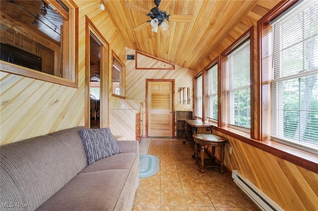 7235 Spillway Rd, Lisbon, OH 44408 - sunroom featuring baseboard heating and lofted ceiling