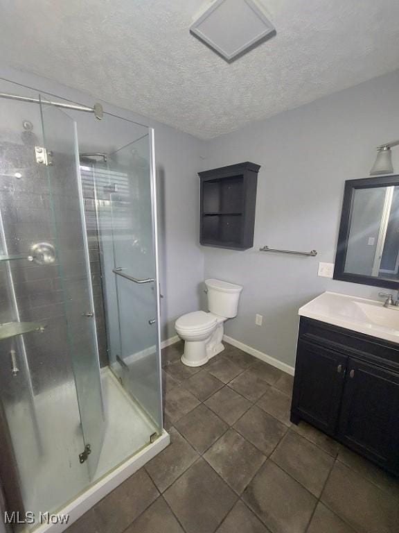 4985 State Route 213, Toronto, OH 43964 - full bathroom featuring tile patterned floors, vanity, a textured ceiling, and a stall shower