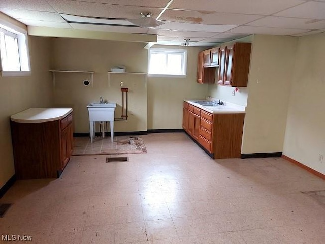 4985 State Route 213, Toronto, OH 43964 - below grade area featuring a paneled ceiling and light floors