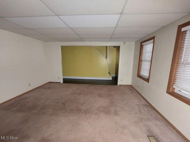 4985 State Route 213, Toronto, OH 43964 - spare room featuring a paneled ceiling and carpet floors