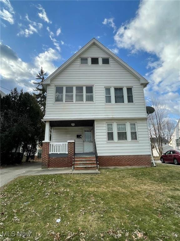 20520 Ball Ave, Euclid, OH 44123 - view of front of property featuring covered porch and a front yard