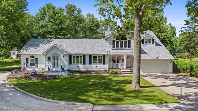 34765 Roberts Rd, Eastlake, OH 44095 - view of front of home featuring concrete driveway, a front lawn, a shingled roof, and a chimney