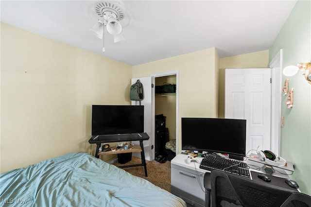 34765 Roberts Rd, Eastlake, OH 44095 - bedroom featuring carpet floors, an office area, a closet, and a ceiling fan