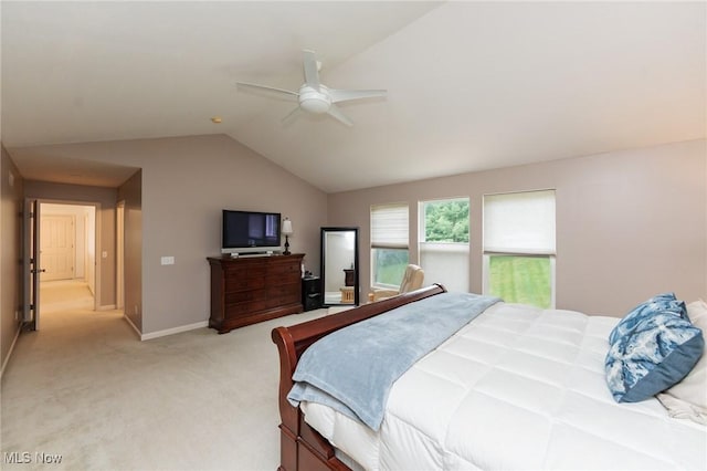 100 Hartford Ct, Broadview Heights, OH 44147 - bedroom with vaulted ceiling, light carpet, and a ceiling fan