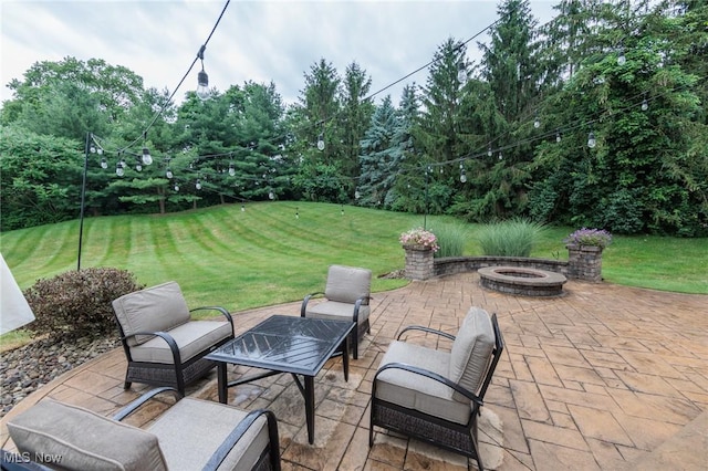 100 Hartford Ct, Broadview Heights, OH 44147 - view of patio / terrace featuring an outdoor fire pit and view of scattered trees