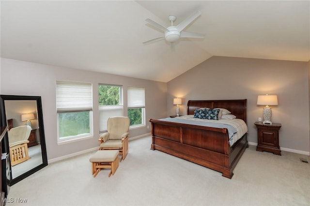 100 Hartford Ct, Broadview Heights, OH 44147 - bedroom with vaulted ceiling, light colored carpet, and ceiling fan