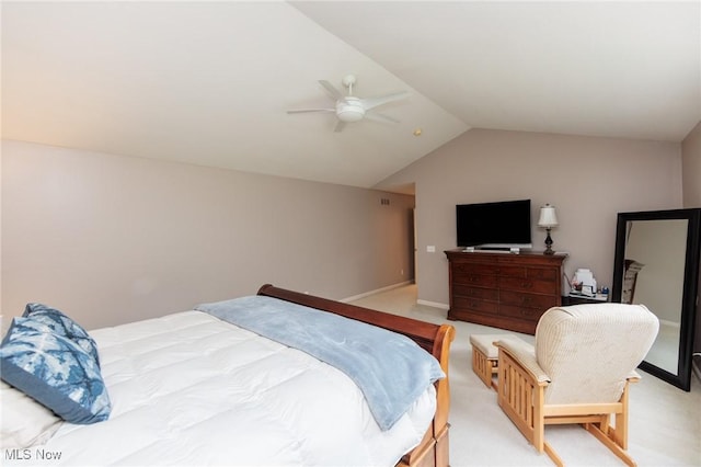 100 Hartford Ct, Broadview Heights, OH 44147 - bedroom with vaulted ceiling, ceiling fan, and light colored carpet