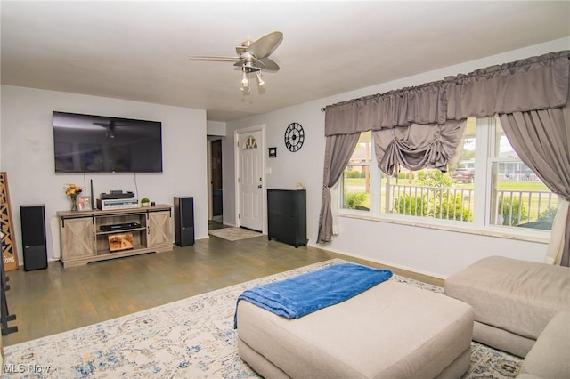 1333 Overlook Dr, Weirton, WV 26062 - living room with a ceiling fan and wood finished floors